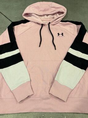 Under Armour Pink Black White Colorblock Pullover Hoodie